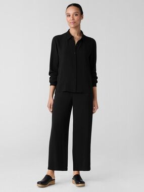 NWT Eileen Fisher Silk Georgette Crepe Straight Pant